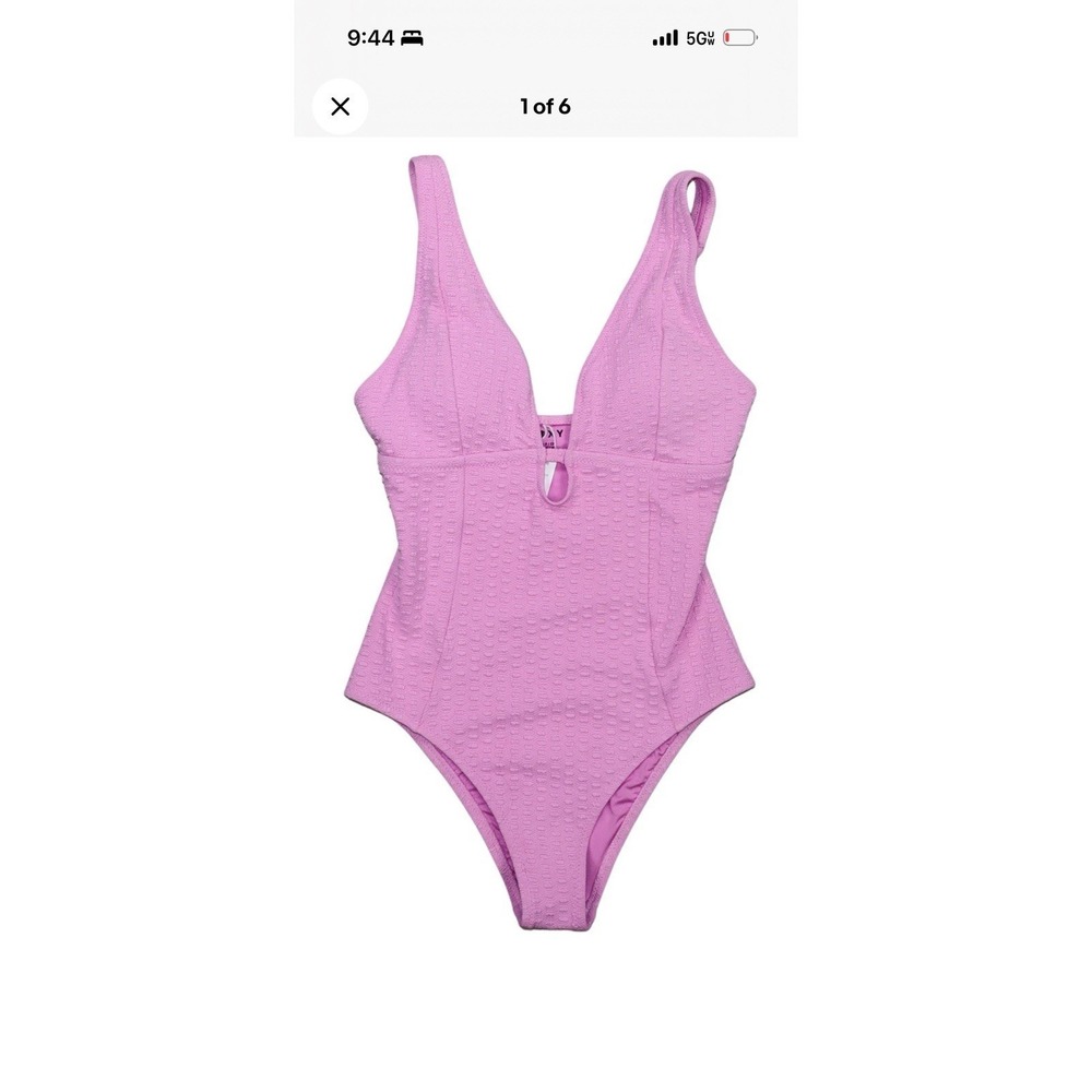 $106 Roxy Haleiwa Plunge Neckline One Piece Swimsuit Purple Small eap1026b - Picture 3 of 8